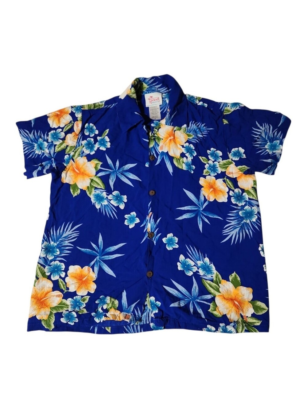 Hawaii Hangover Boys Sz 12 Blue Hawaiian Button Up Shirt Summer Vacation Resort